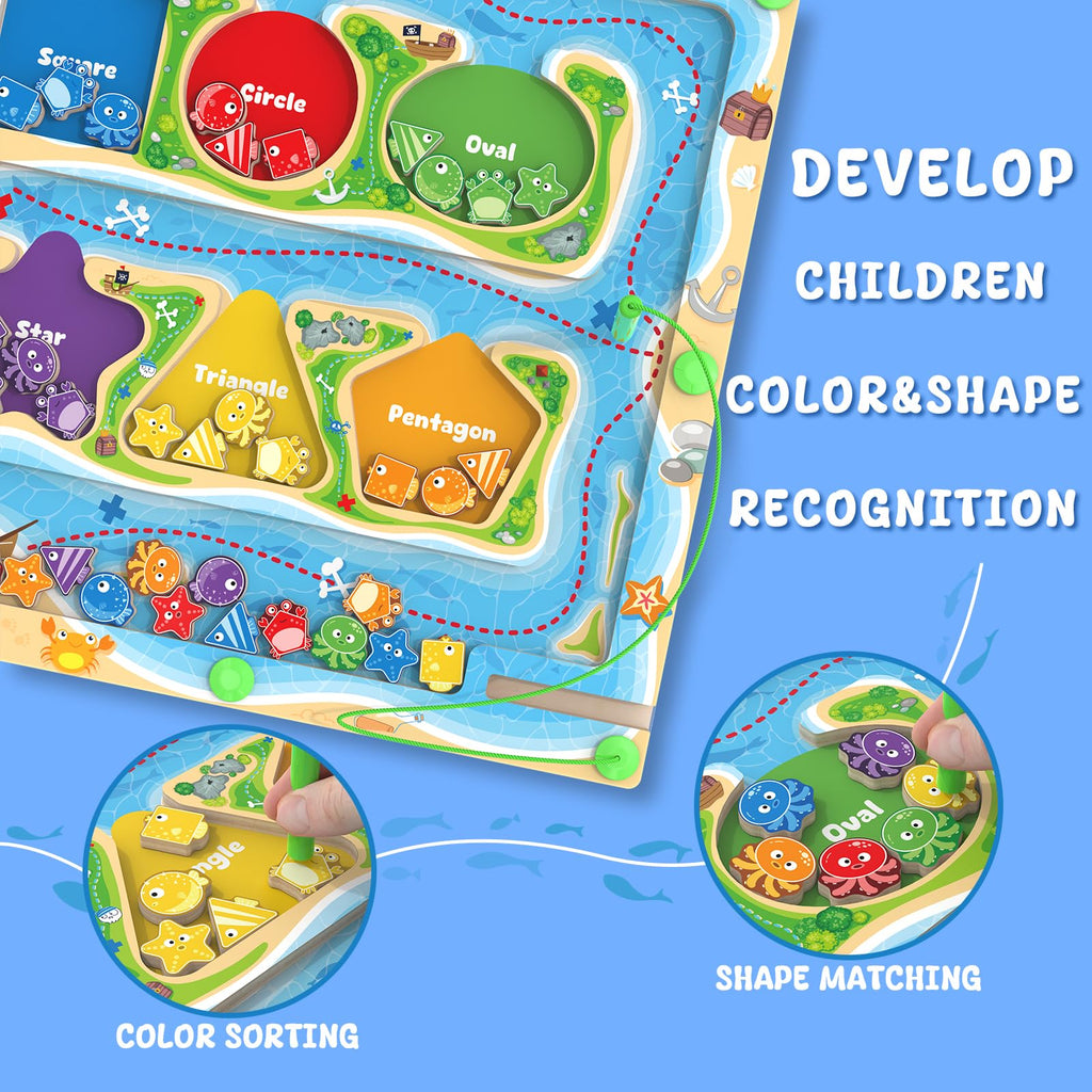 Wooden Magnetic Bead Maze Board for Toddlers