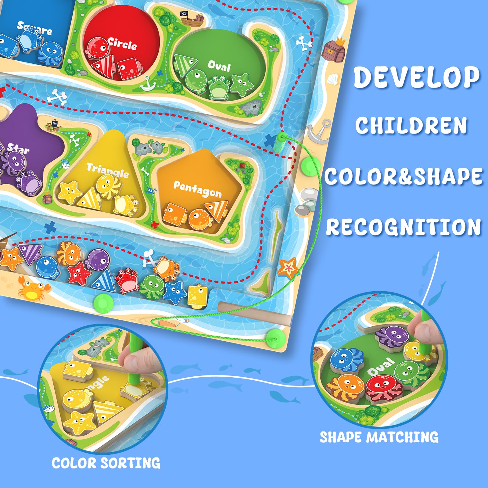 Wooden Magnetic Bead Maze Board for Toddlers