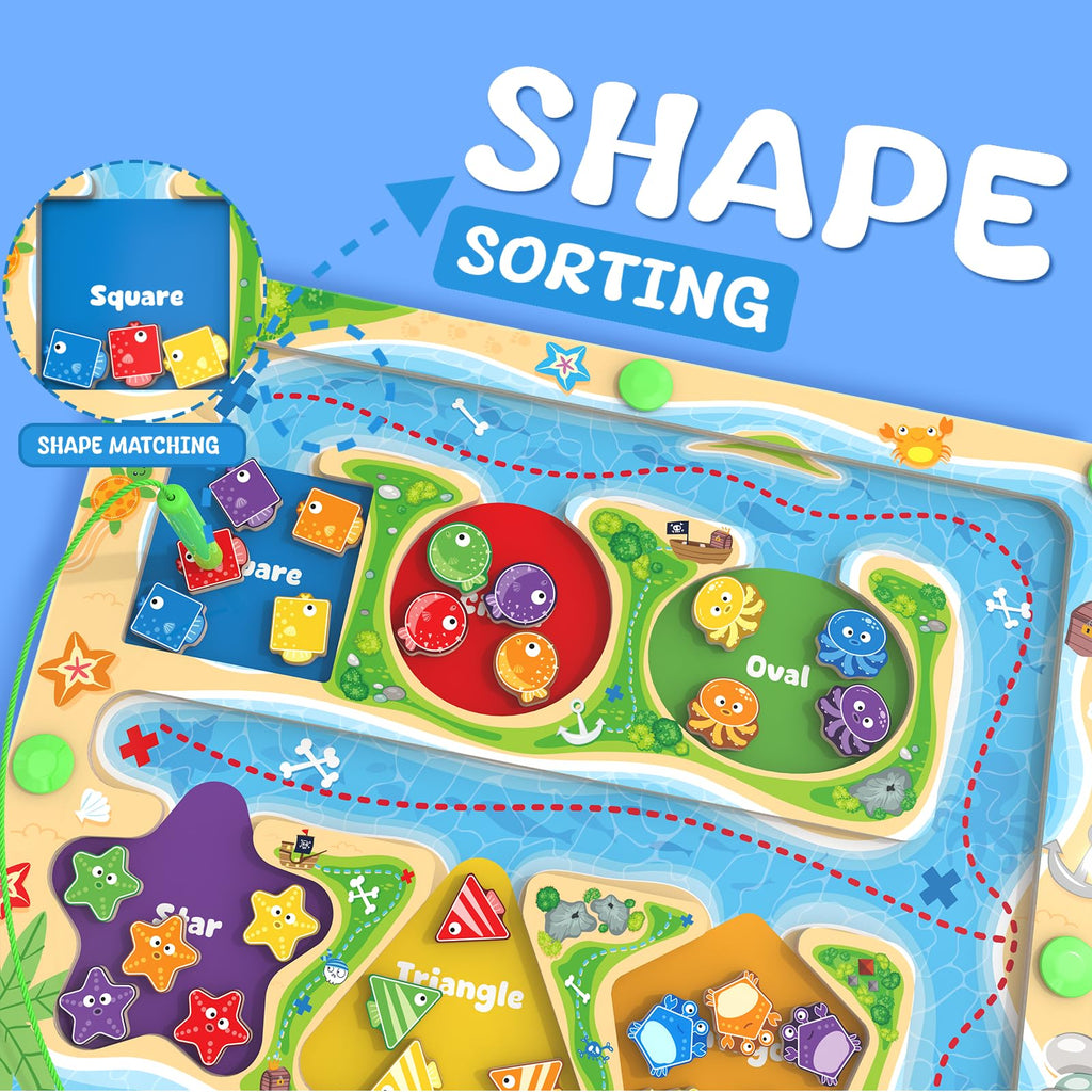 Wooden Magnetic Bead Maze Board for Toddlers