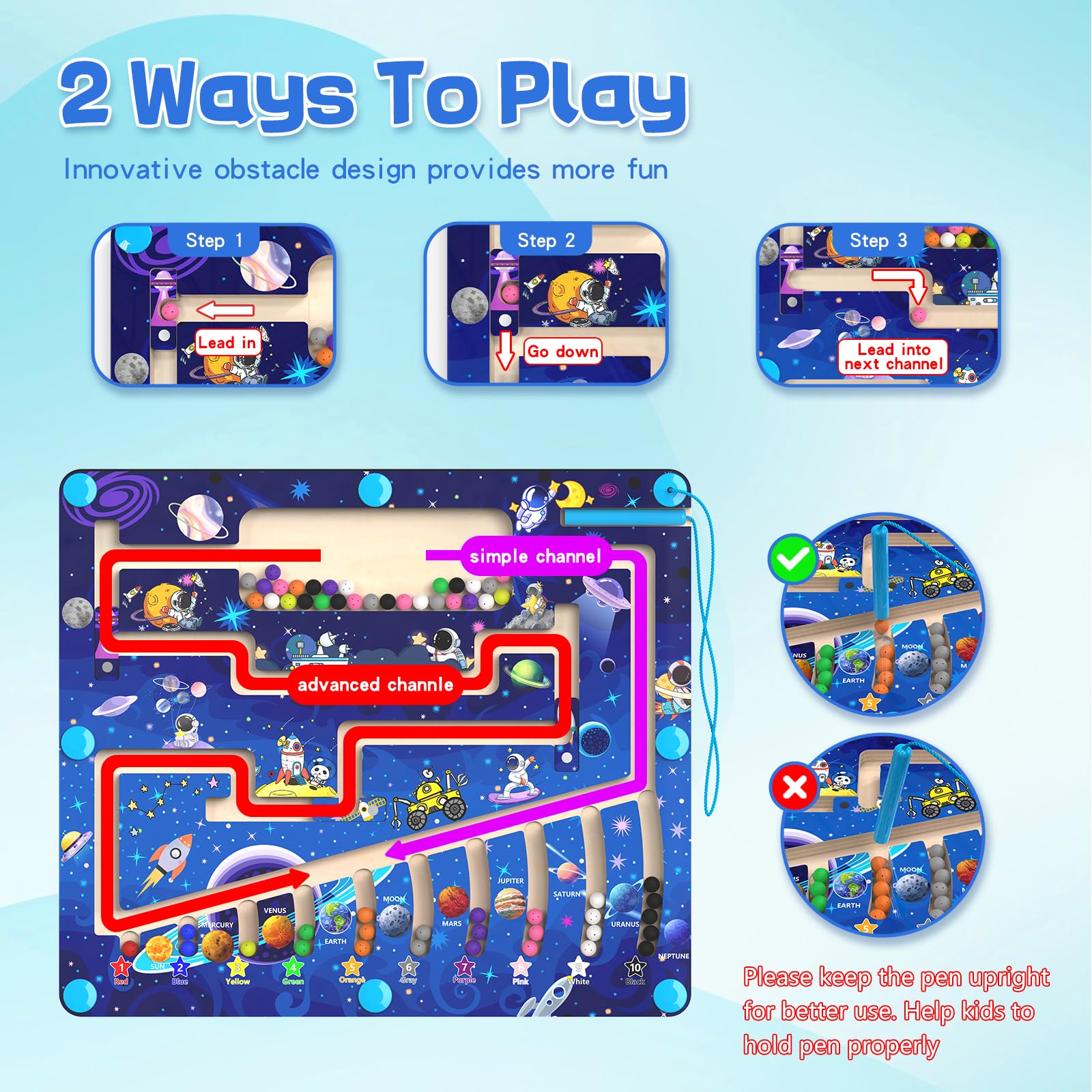 Wooden Magnetic Bead Maze Board for Toddlers