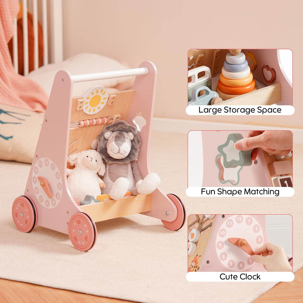 Wooden Baby Walker with Activity Center