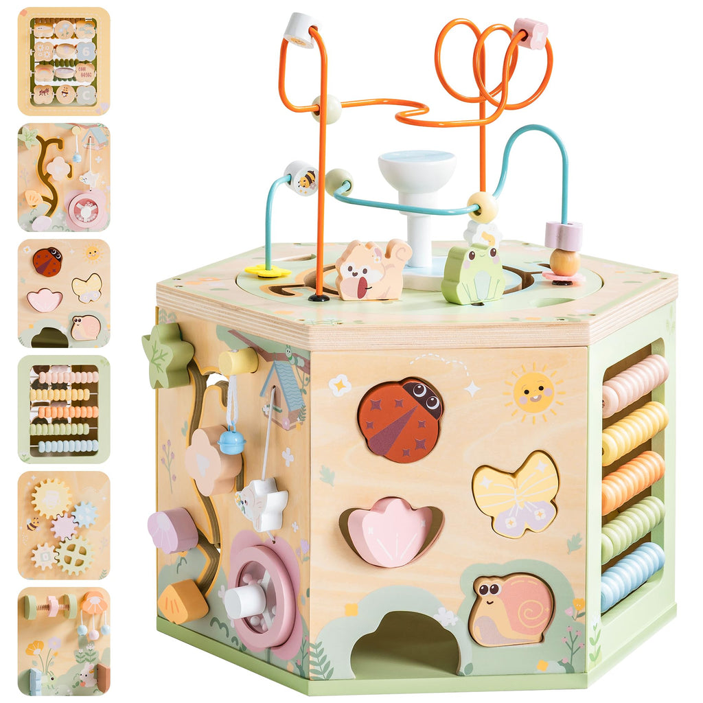 13-in-1 Holzwürfel mit Spiel- und Lernfunktionen für Kleinkinder