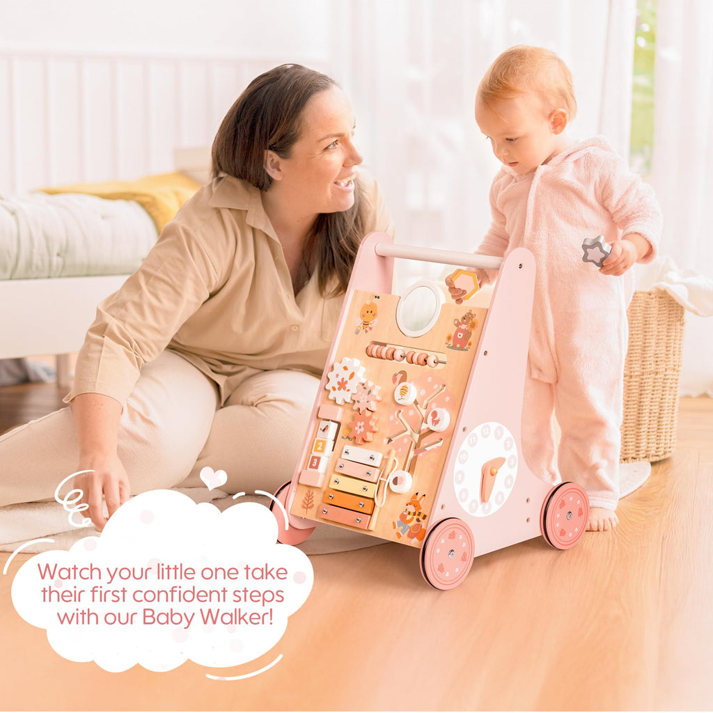 Wooden Baby Walker with Activity Center