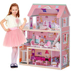 SproutHands™ Holzpuppenhaus-Spielset mit Aufzug & 24 Zubehörteilen