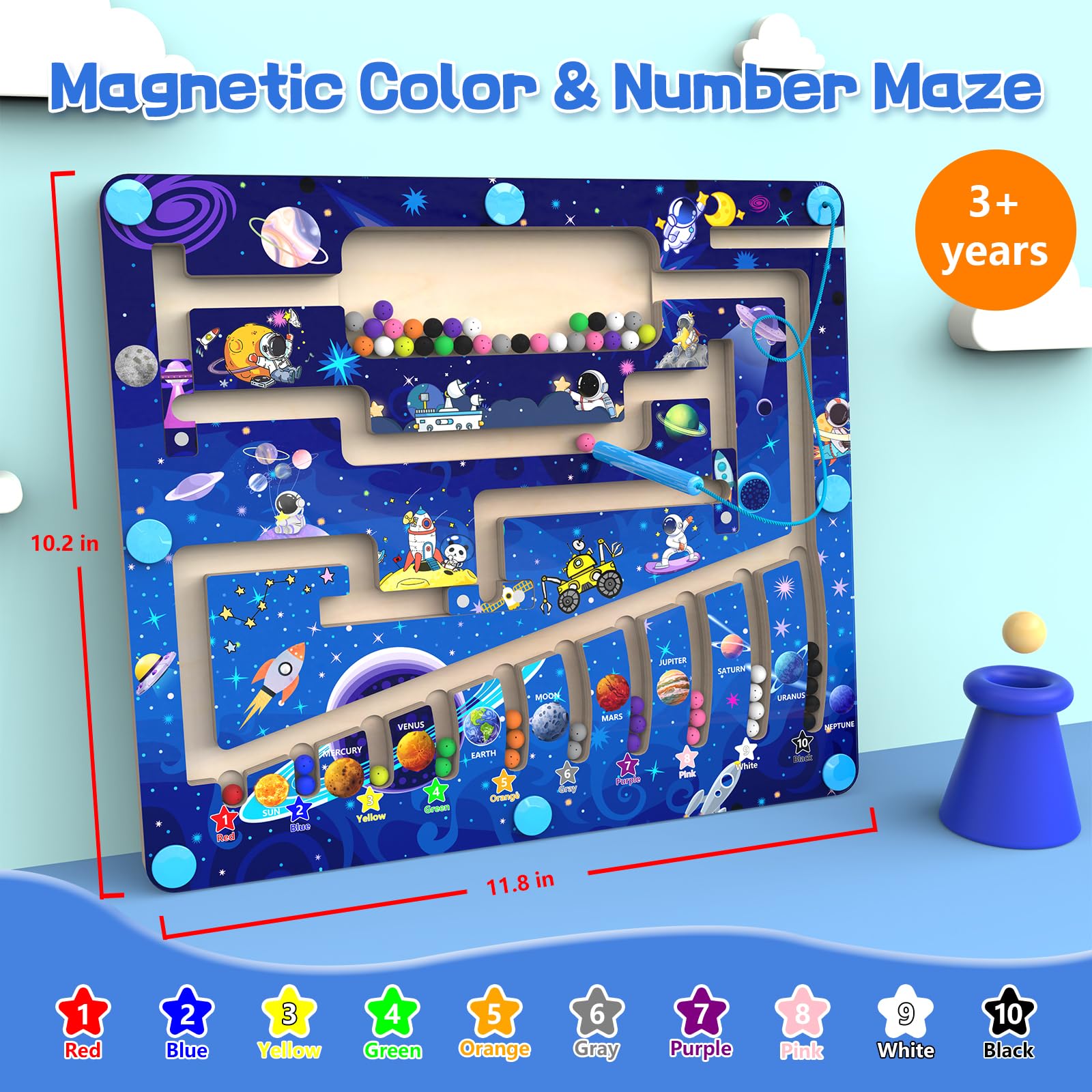 Wooden Magnetic Bead Maze Board for Toddlers