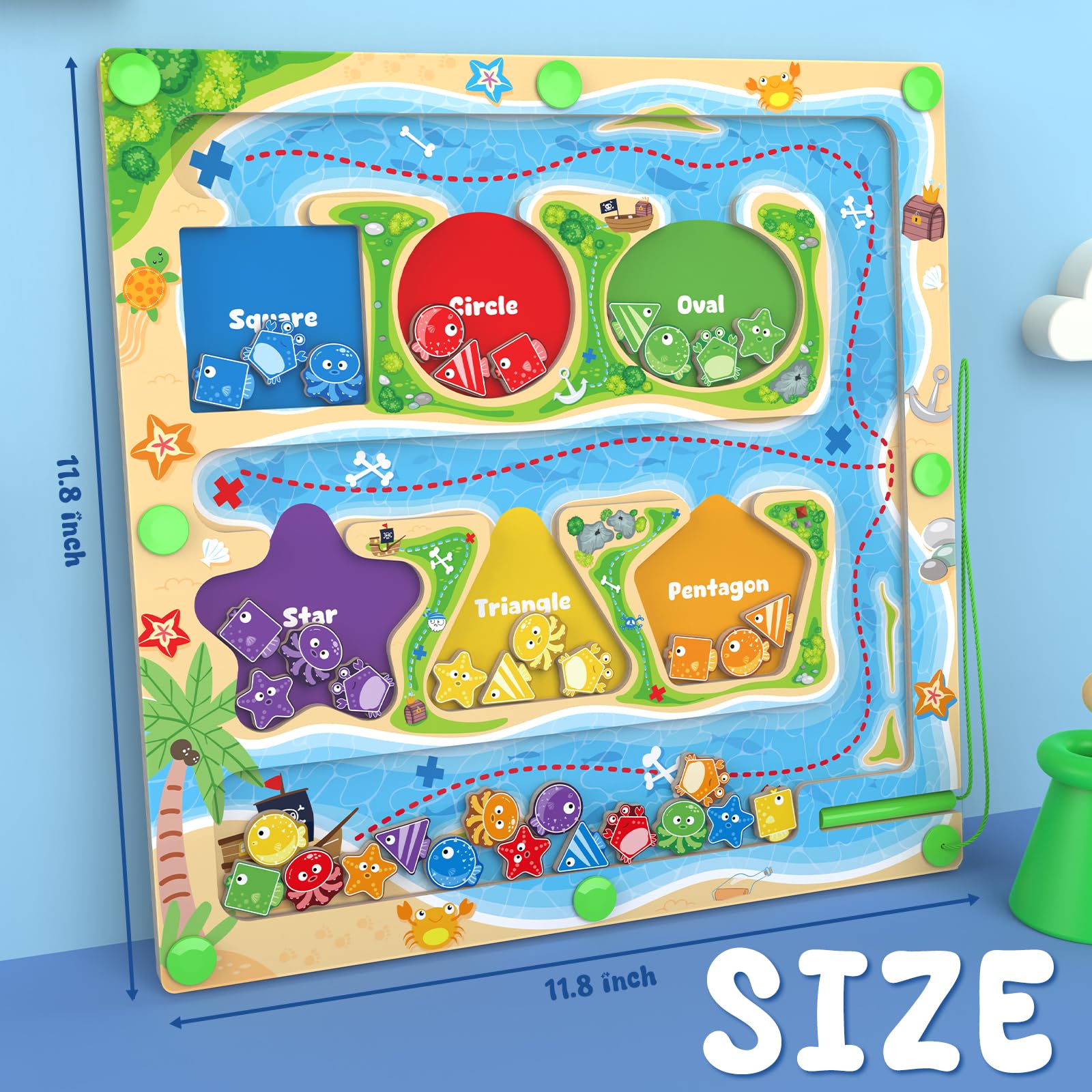 Wooden Magnetic Bead Maze Board for Toddlers