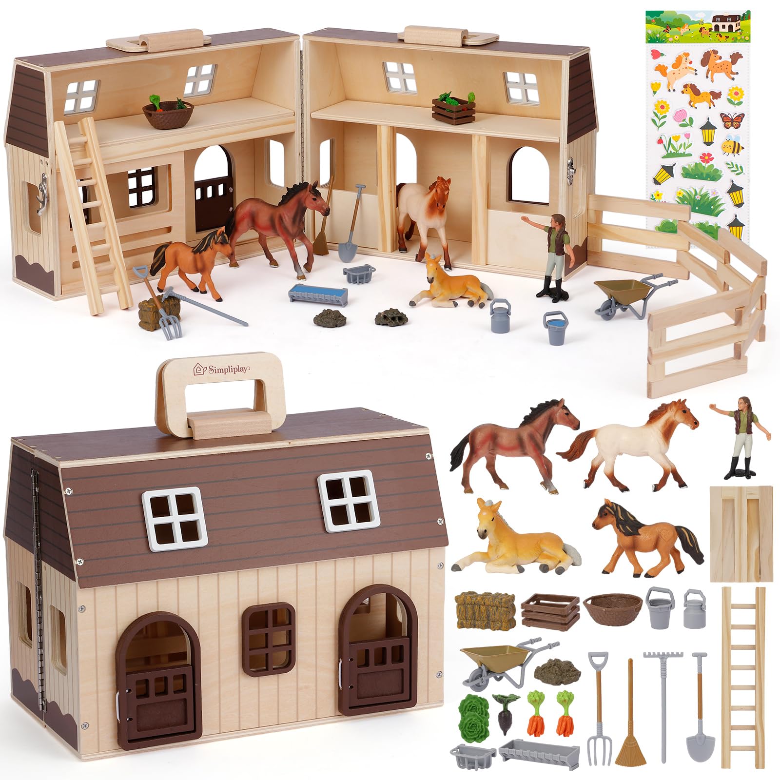 Holzpferdestall-Spielset für Kinder