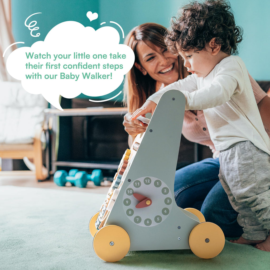 Wooden Baby Walker with Activity Center
