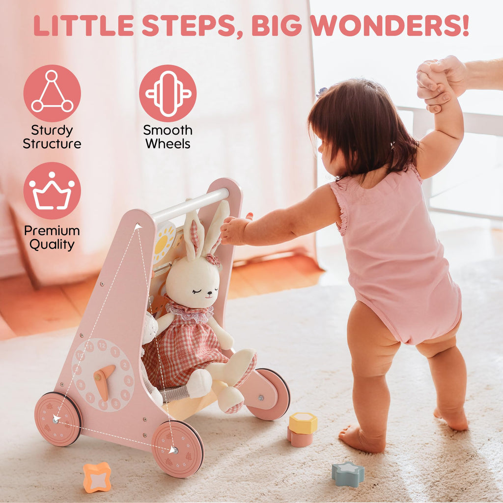 Wooden Baby Walker with Activity Center