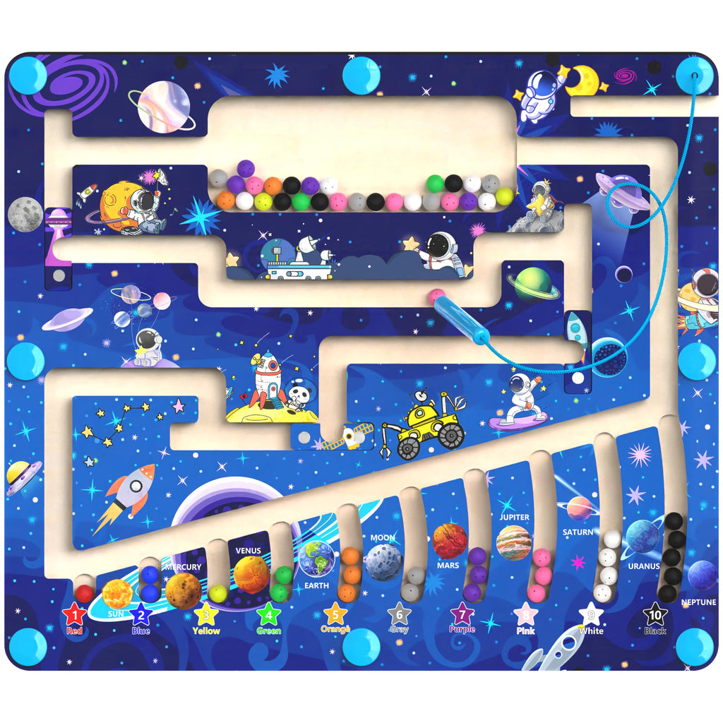 Wooden Magnetic Bead Maze Board for Toddlers