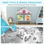 Kids House-Shaped Bookshelf with 2 Storage Bins for Kids Room Playroom