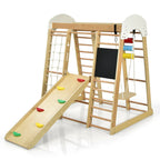 8-In-1 Wooden Climber Play Set with Slide and Swing for Kids