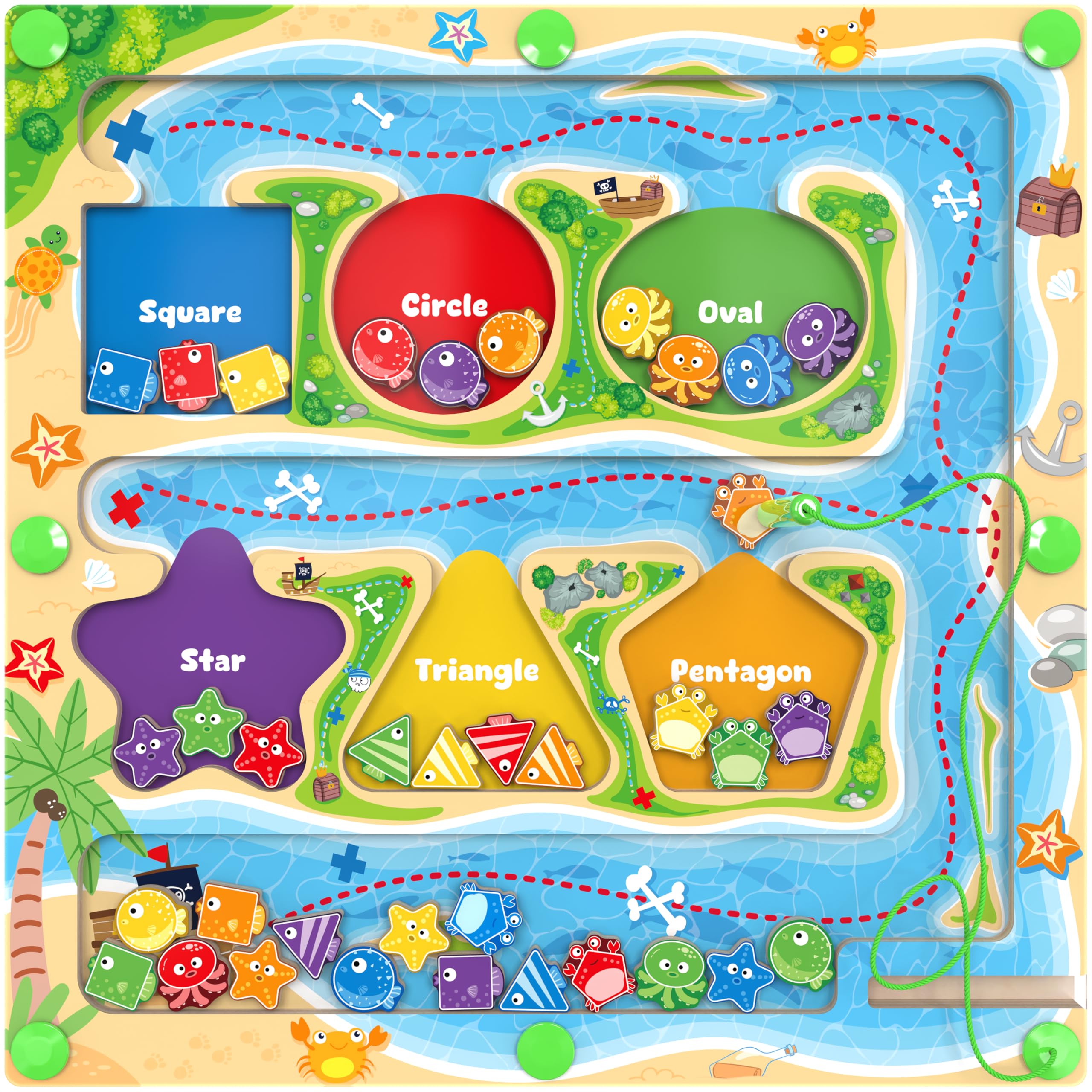 Wooden Magnetic Bead Maze Board for Toddlers