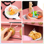 Play Kitchen for Kids Wooden Kitchen Playset with Door Curtain