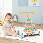 Wooden Baby Walker with Adjustable Heights and Smooth Wheels