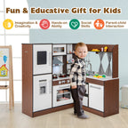 Wooden Corner Play Kitchen with Water Circulation System and Lights