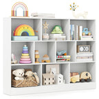 41 Inches Wooden Toy Storage Organizer with 10 Cubes for Classroom Daycare Nursery Kindergarten