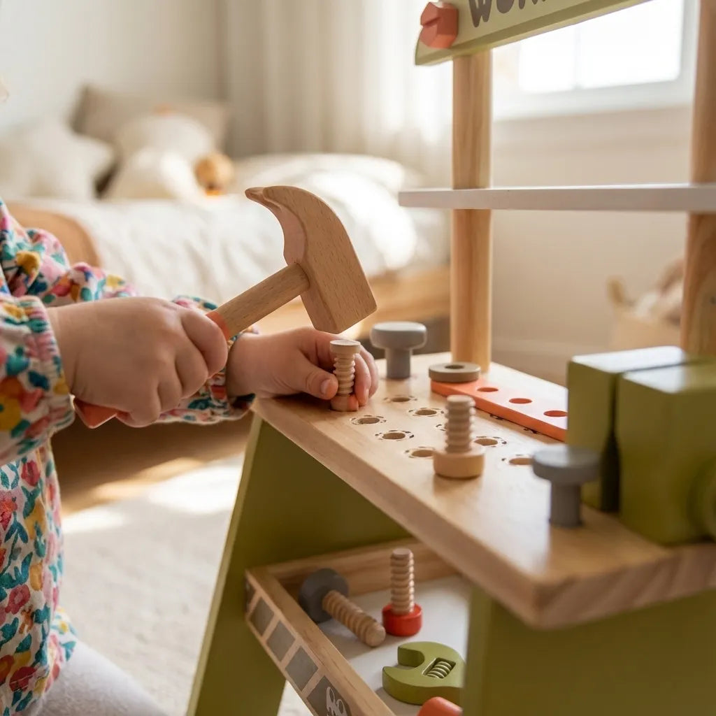 Green Wooden Tool Set for Toddlers