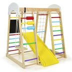8-In-1 Wooden Climber Play Set with Slide and Swing for Kids