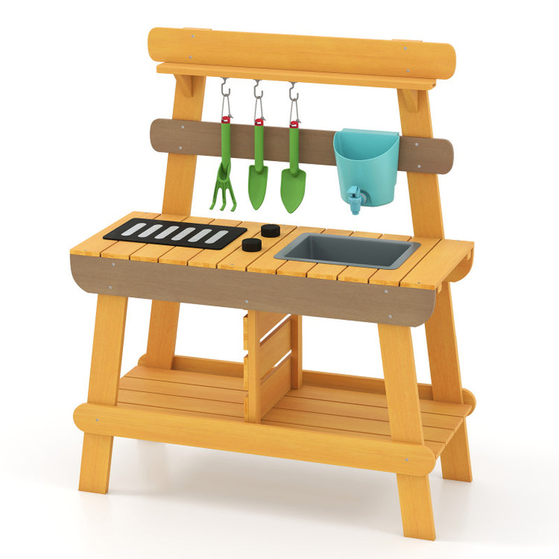 Outdoor Mud Kitchen for Kids Wooden Play Kitchen Toy for Boys Girls Aged 3-8