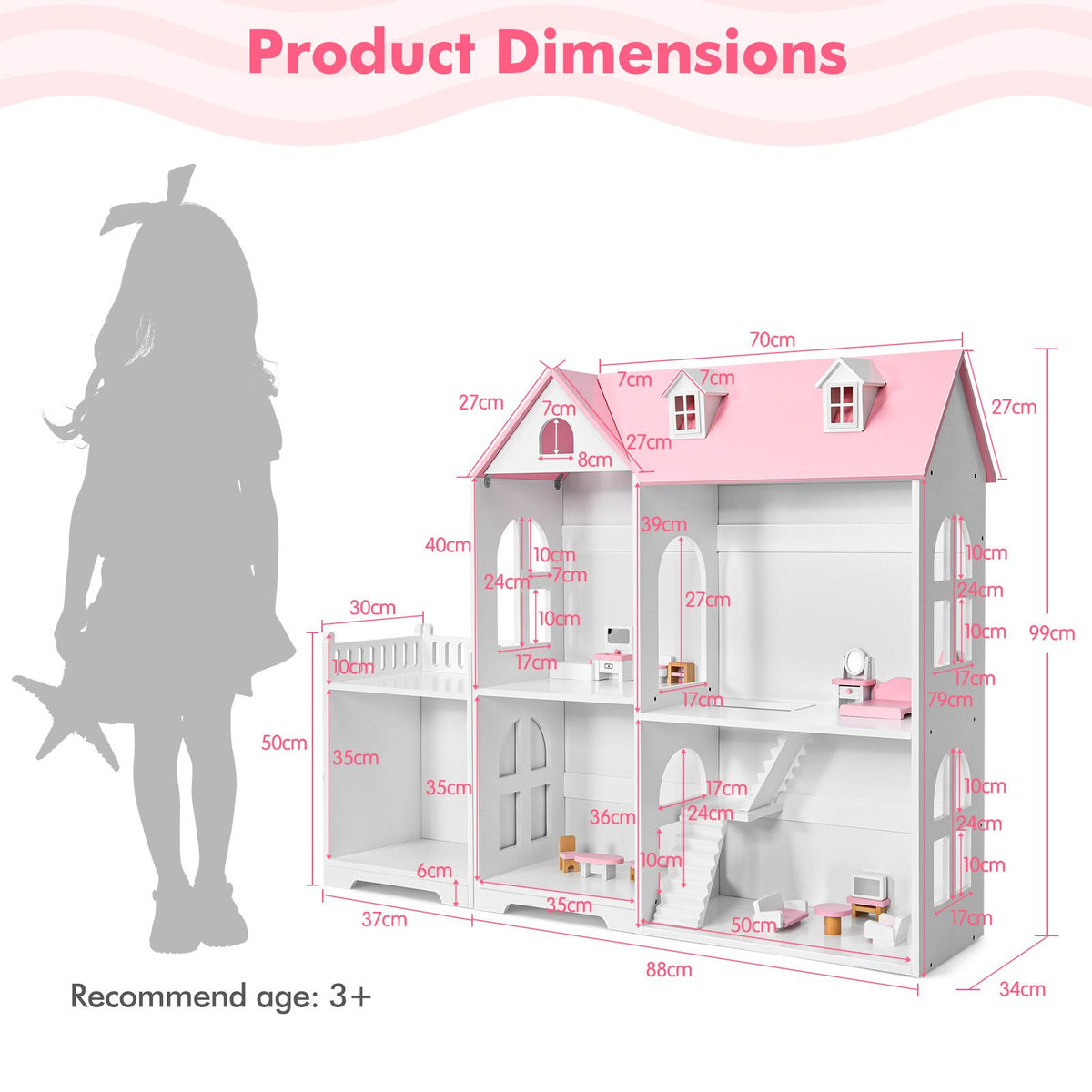 Large Wooden Dolls House with Furniture and Accessories