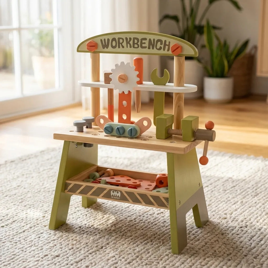 Green Wooden Tool Set for Toddlers