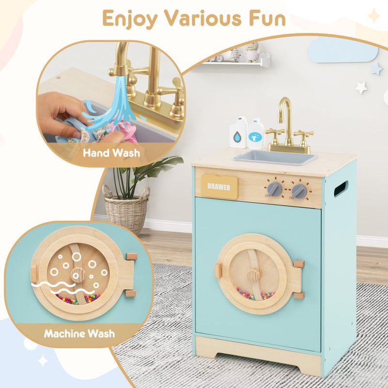 Kids Washer Playset Toy Washing Machine with Laundry Detergent
