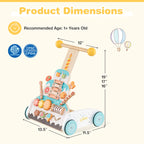 Wooden Baby Walker with Adjustable Heights and Smooth Wheels