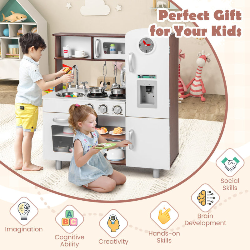 Kids Kitchen Playset with Realistic Sounds and Lights