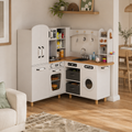 L-Shaped Corner Play Kitchen with Fridge Washing Machine & Coffee Maker SproutHands™