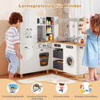 L-Shaped Corner Play Kitchen with Fridge Washing Machine & Coffee Maker SproutHands™