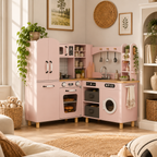 L-Shaped Corner Play Kitchen with Fridge Washing Machine & Coffee Maker SproutHands™