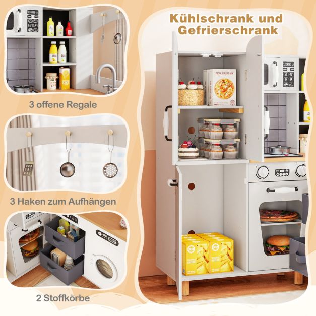 L-Shaped Corner Play Kitchen with Fridge Washing Machine & Coffee Maker SproutHands™
