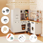 L-Shaped Corner Play Kitchen with Fridge Washing Machine & Coffee Maker SproutHands™