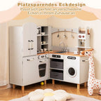 L-Shaped Corner Play Kitchen with Fridge Washing Machine & Coffee Maker SproutHands™