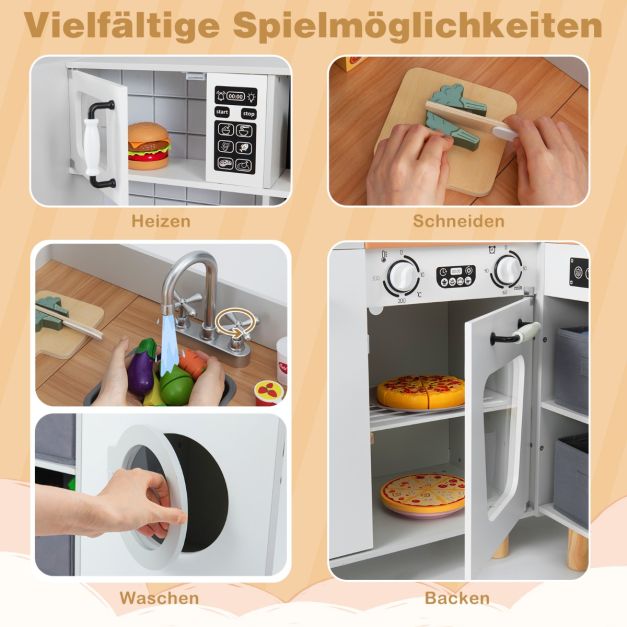 L-Shaped Corner Play Kitchen with Fridge Washing Machine & Coffee Maker SproutHands™