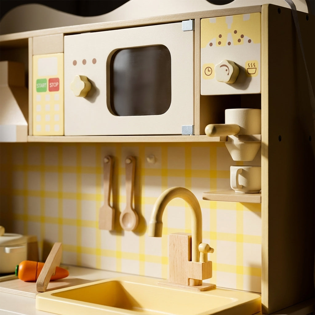 Cream Wooden Simulation Play Kitchen SproutHands™