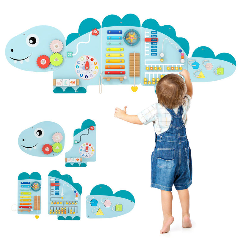 11-In-1 Dinosaur Activity Wall Busy Board Panels for Toddlers Education and Early Development