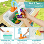 Kids Play Kitchen Set, Wooden Kitchen Playset Chef Pretend Mud Kitchen