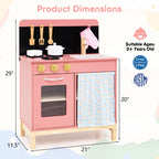 Play Kitchen for Kids Wooden Kitchen Playset with Door Curtain