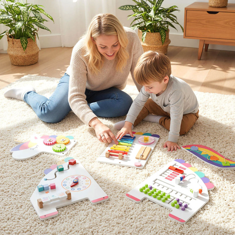 11-In-1 Dinosaur Activity Wall Busy Board Panels for Toddlers Education and Early Development