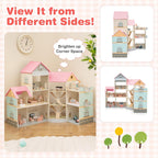Wooden Corner Dollhouse Playset Pink Roof Doll House