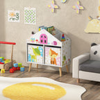 Kids House-Shaped Bookshelf with 2 Storage Bins for Kids Room Playroom