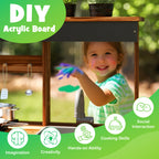 Mud Kitchen Fir Wood Play Kitchen with 4 Panting Pots Faucet Removable Sink