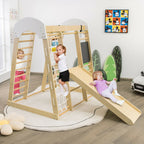 8-In-1 Wooden Climber Play Set with Slide and Swing for Kids