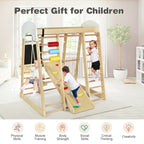 8-In-1 Wooden Climber Play Set with Slide and Swing for Kids