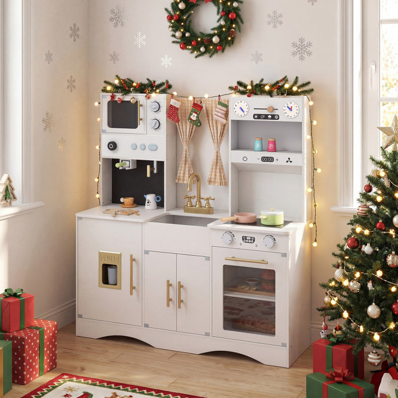 Kids Kitchen Playset with Microwave and Coffee Maker for Ages 3+