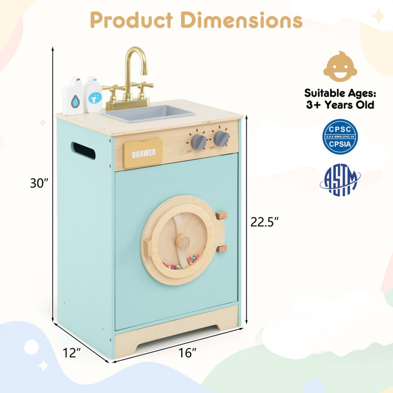 Kids Washer Playset Toy Washing Machine with Laundry Detergent