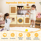 Kids Wooden Kitchen Playset with Realistic Lights and Sounds