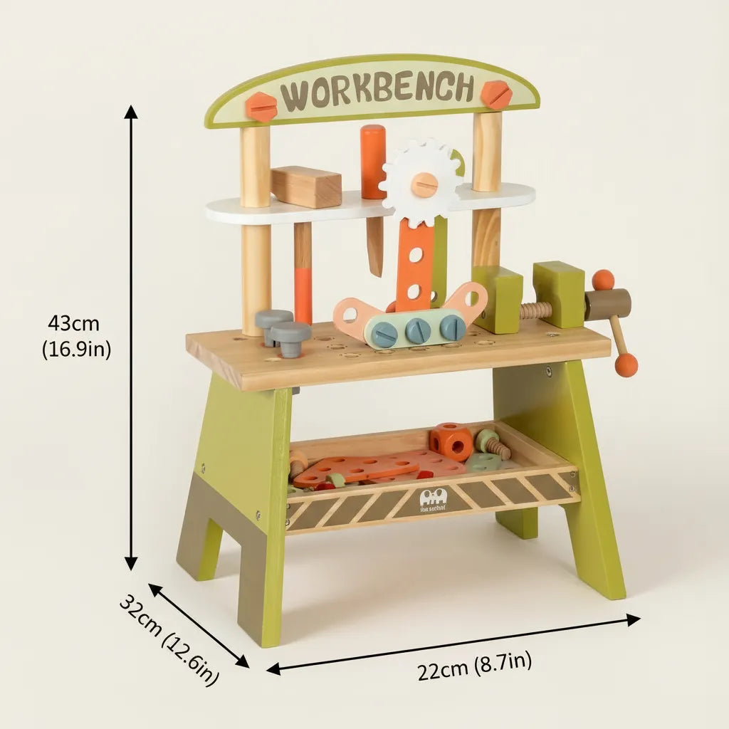 Green Wooden Tool Set for Toddlers
